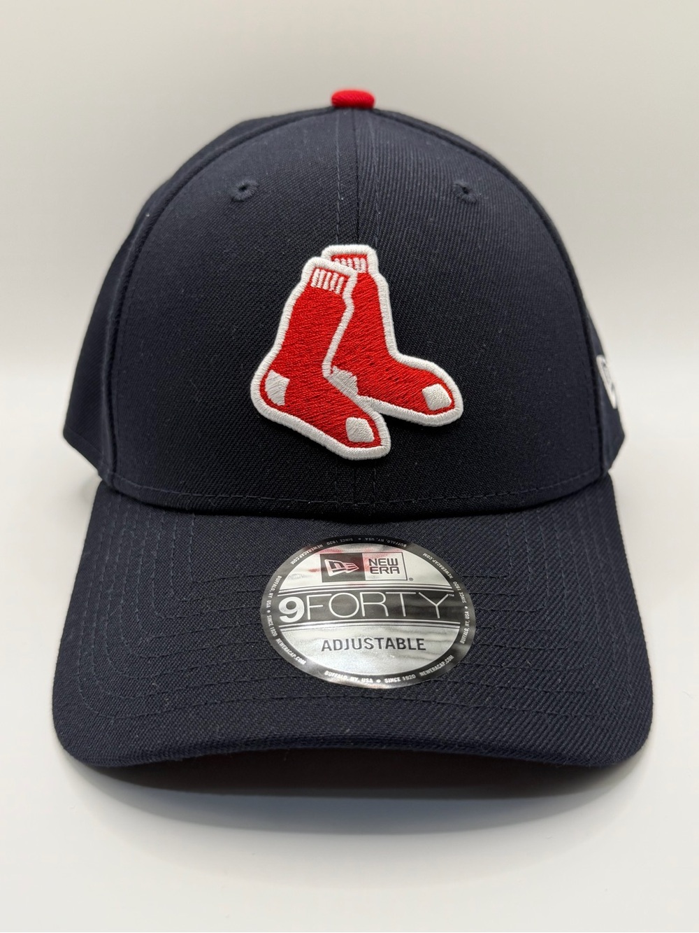 Boston Red Sox New Era 9FORTY The League Adjustable Navy Socks Logo Hat